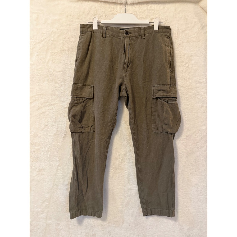 Banana Republic Linen Blend Cargo Pants Mens 32x30 Olive Green Utility Trousers